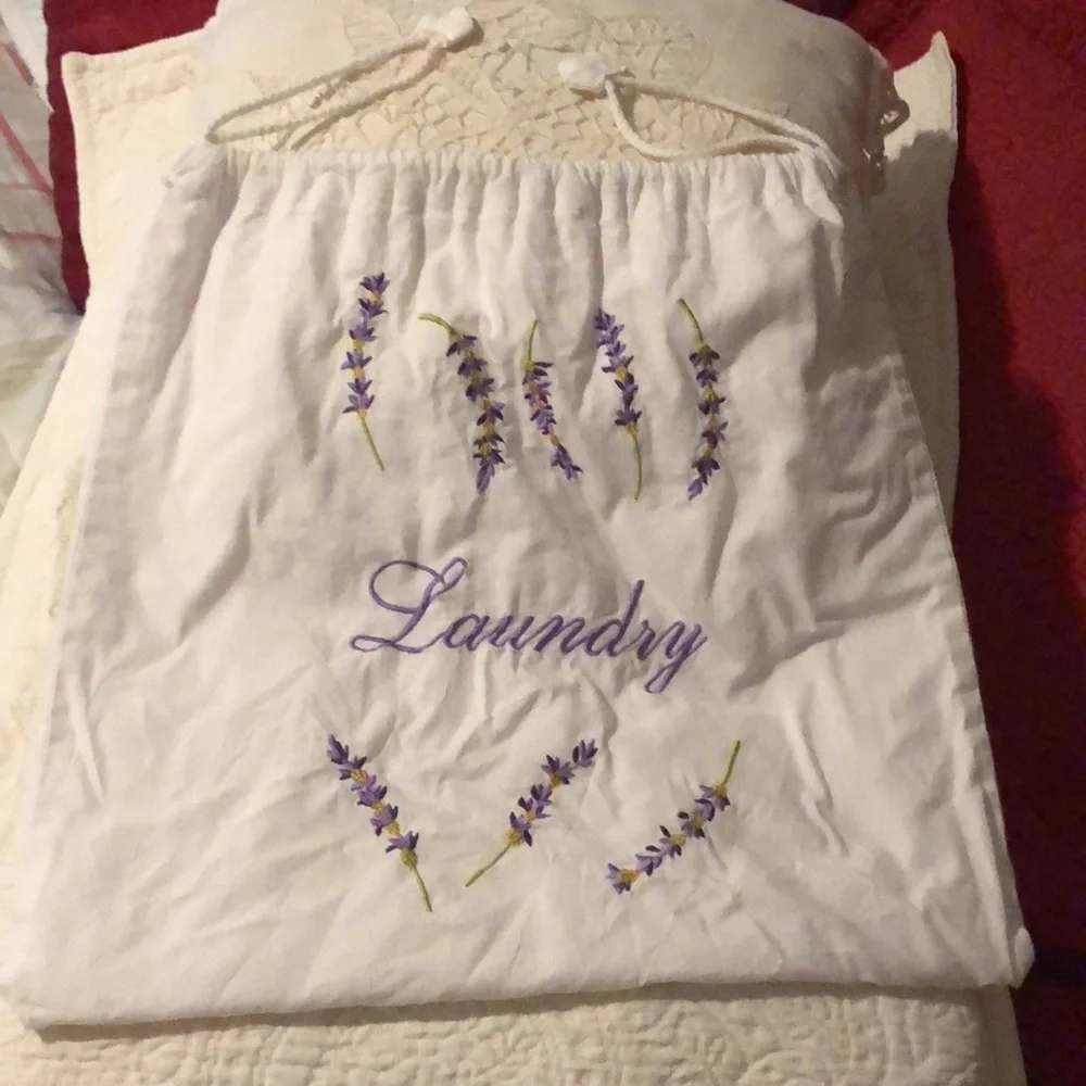 Lily Juliet Laundry Bag White Cotton Embroidered